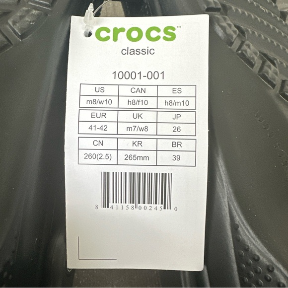 Crocs Unisex-Adult Classic Clogs Black 8 Men/10 Women US Slip On Convertible - Picture 9 of 9